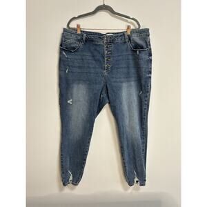 Pistola High Rise Button Fly Jeans‎ Stretch Distressed Women's 22W Ankle